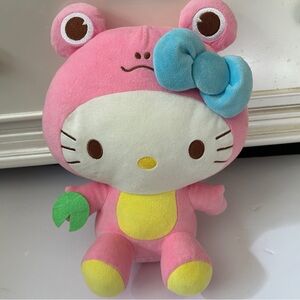 Sanrio Hello Kitty Cat Pink 13" Frog Suit Costume Plush Lily Japan